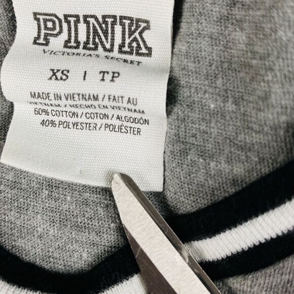 Pink Victoria's Secret Raglan T-shirt Women's Sz XS Color Maroon Silver Sequin - Picture 8 of 11